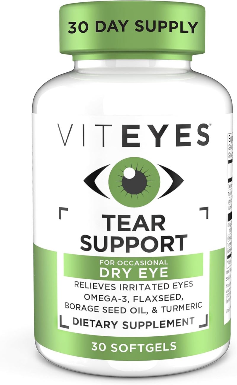 Viteyes Tear Support Eye Soothing Blend Occasional Dry Eye Supplement No Eye Drops Redness Relief Eye Vitamin Allergy Support for Itchy Eyes Omega3 Fish Oil 30 Softgels - Image 1