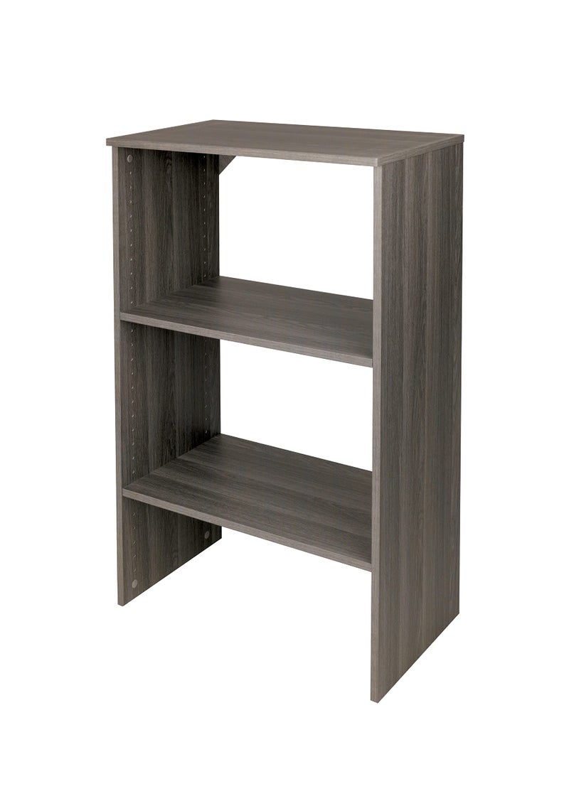 ClosetMaid SuiteSymphony Wood Shelf Unit 2 Shelves Adjustable for Storage Closet Clothes Shoes Dcor TV Books Graphite Grey