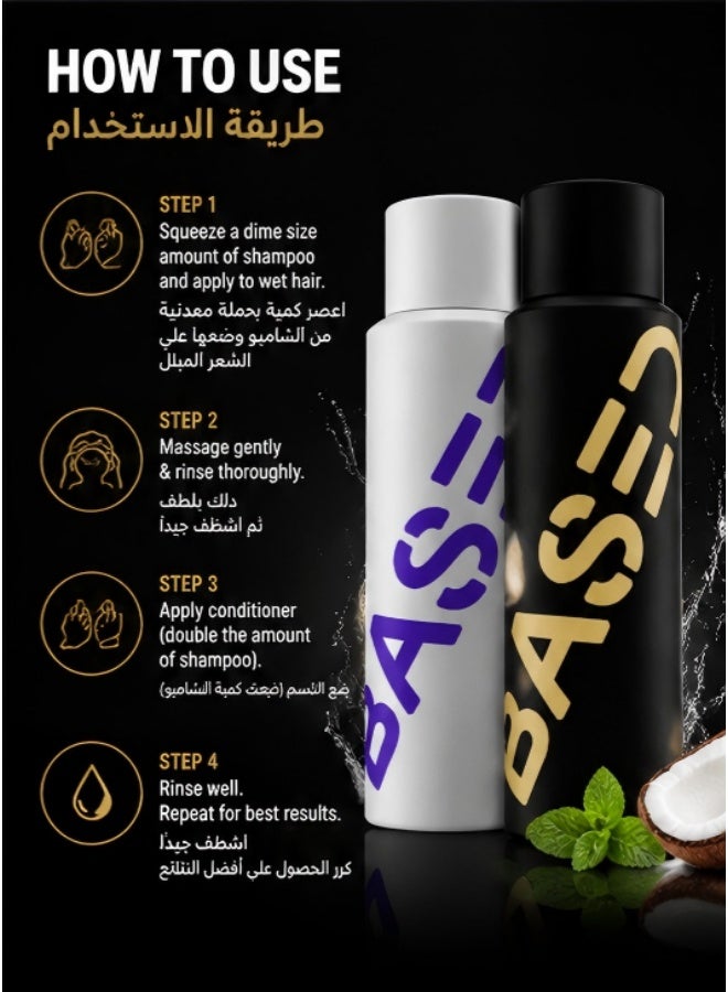 Based Shampoo & Conditioner Bundle with Peppermint Oil, & Coconut Oil, Cleansing Shampoo & Hydrating Conditioner for Men, No Sulfates, Parabens or Phthalates, 8.34 fl oz Bottle (Pack of 2) - Image 5