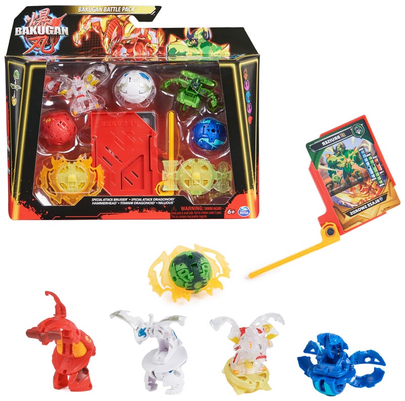 BAKUGAN Bakugan Battle 5-Pack, Special Attack Bruiser, Dragonoids, Hammerhead, Nillious; Customizable, Spinning Action Figures, Kids Toys for Boys and Girls 6 and up  - Image 1
