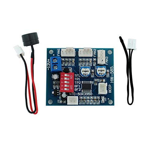 DEVMO DC 12V 5A PWM 4 Wires PC CPU Fan Thermostat Automatic Temperature Control Speed Controller Board Speed Controller Temperature Probe Buzzer Compatible with Ar-duino Heat Sink HW-585 - Image 1