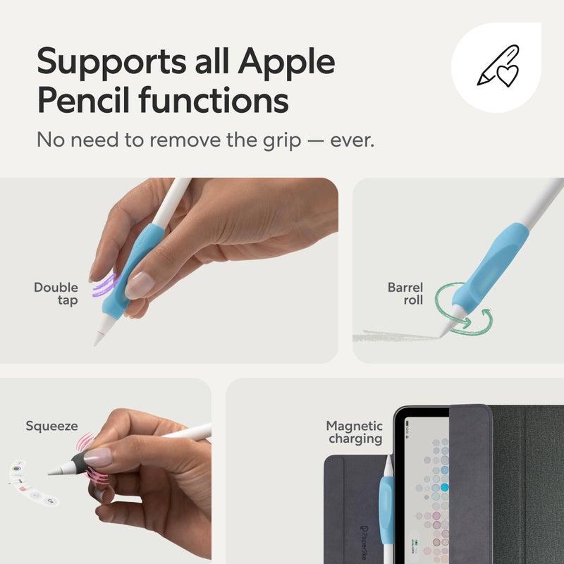 PaperlikeÂ® Pencil Grips for Apple Pencil 1st & 2nd Generation, USB-C & Pro - Set of 2 - Ergonomic Precision - Image 4