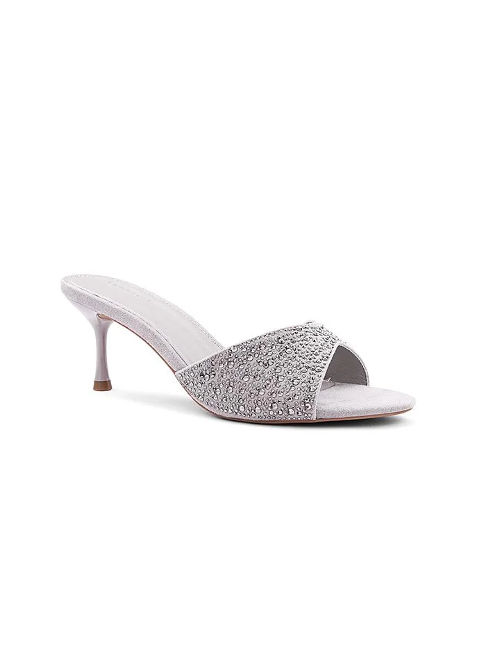 أيقون Crystal Patent finish heel slipper with elegant style.