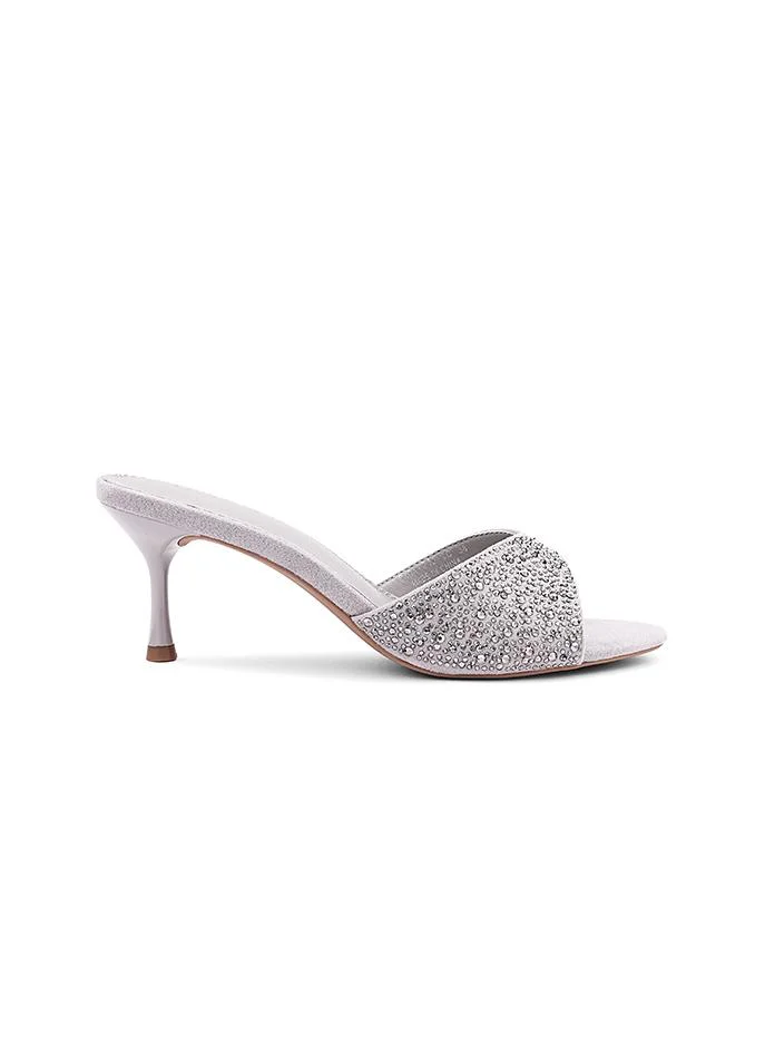 أيقون Crystal Patent finish heel slipper with elegant style.
