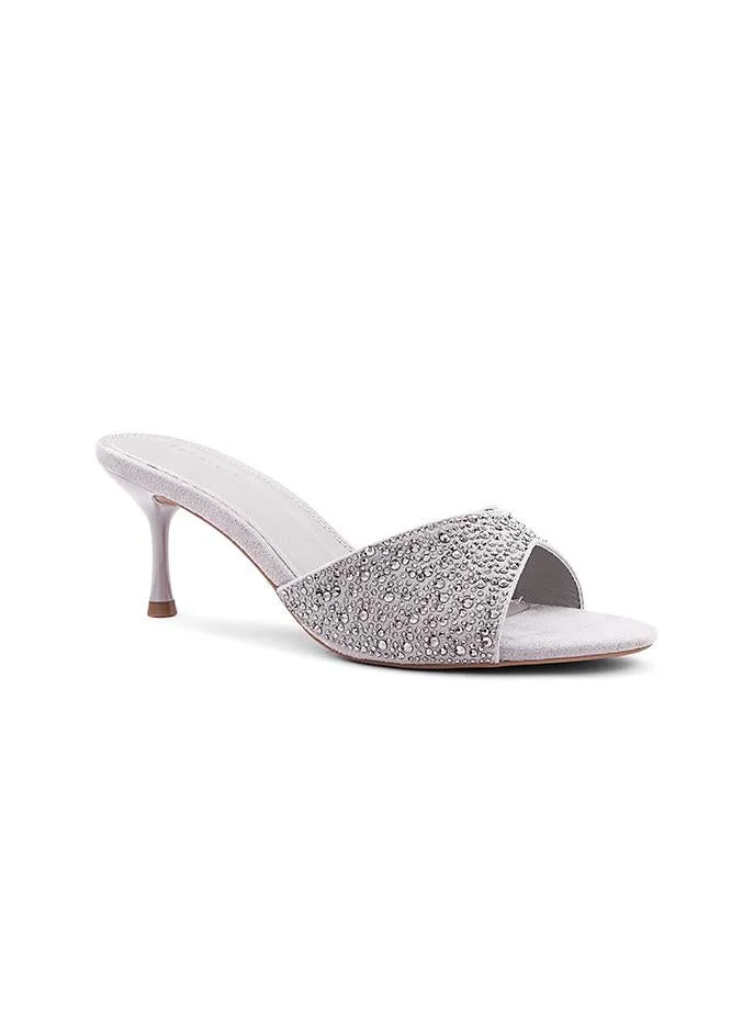 أيقون Crystal Patent finish heel slipper with elegant style.