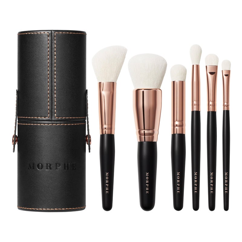 Morphe Rose Away Makeup Brushes  6 Piece Make Up Brush Set of Eye and Face Brushes  Made with Synthetic Bristles and Includes Makeup Brush Case 6 Count