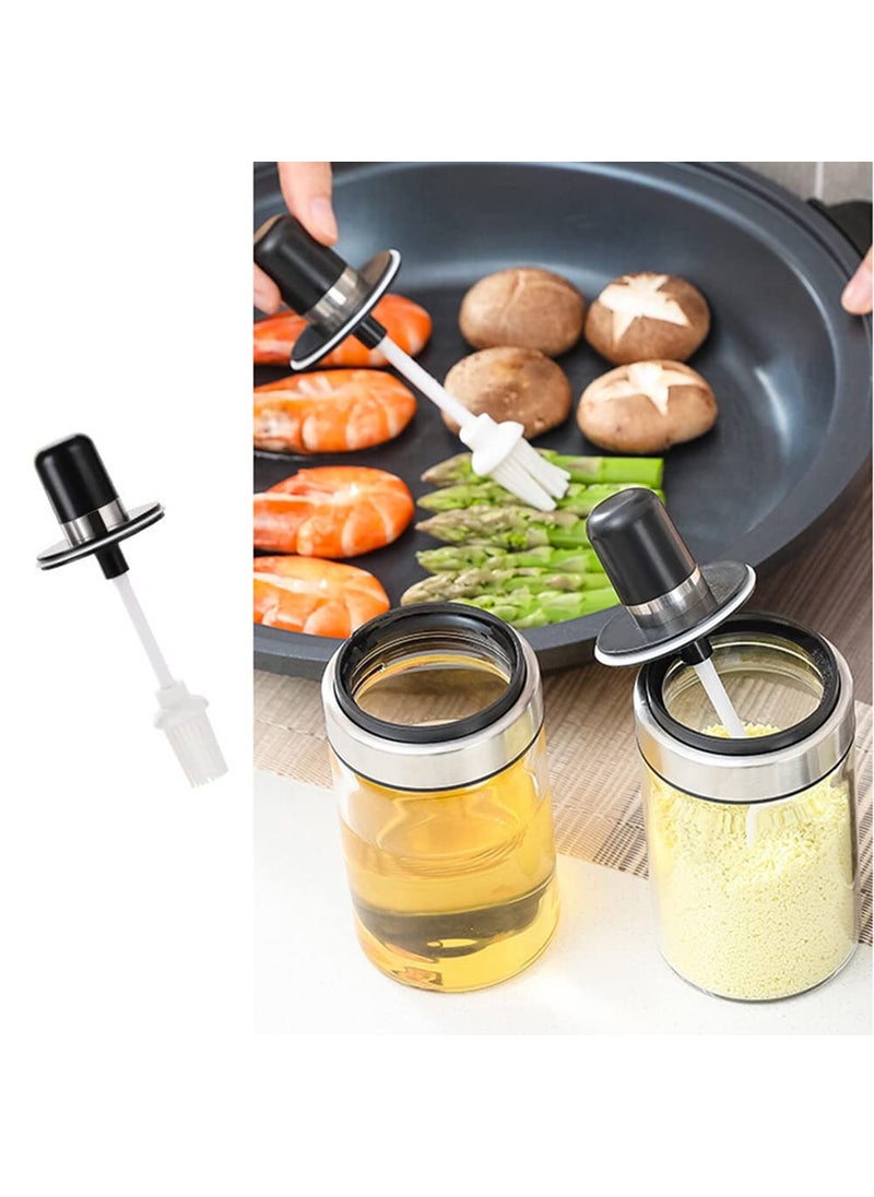 BLINE BLINE Borosilicate Glass Kitchen Spice Condiment Jars Seasonning Box Jar with Spoon and Olive Oil Bottle with Brush BrushHoney Pack of 2  - Image 3