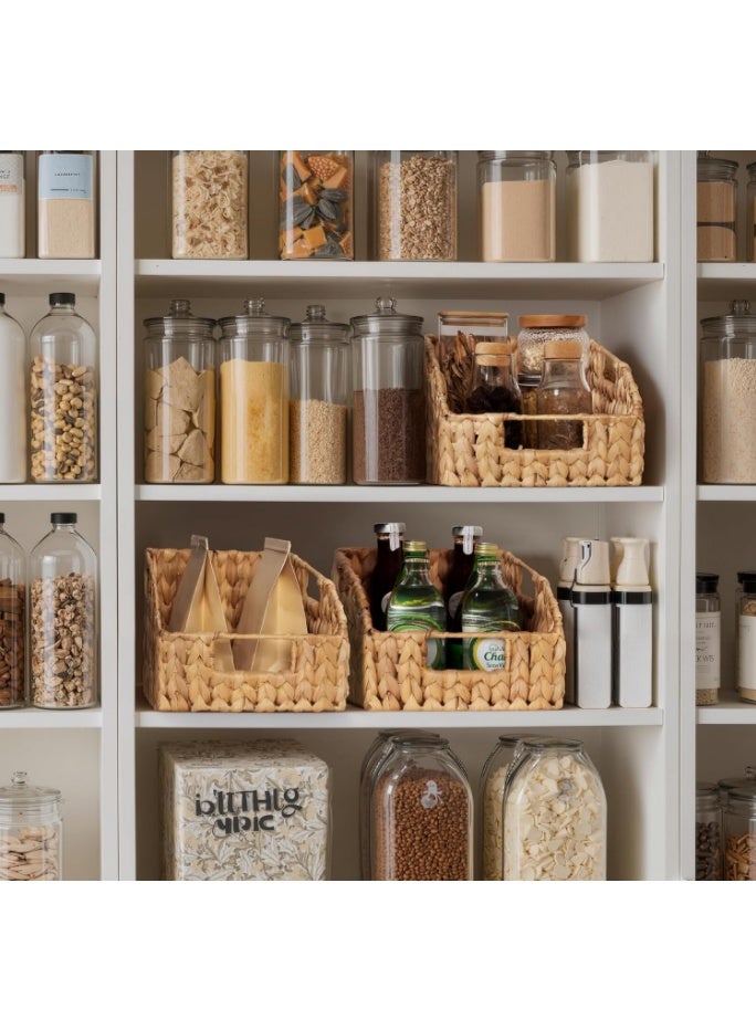 GOGOGO Pantry Baskets for Organizing, Wicker Basket with Built-in Handles, Handwoven Wicker Storage Baskets, Water Hyacinth for Shelves, 2 Pack - Image 5