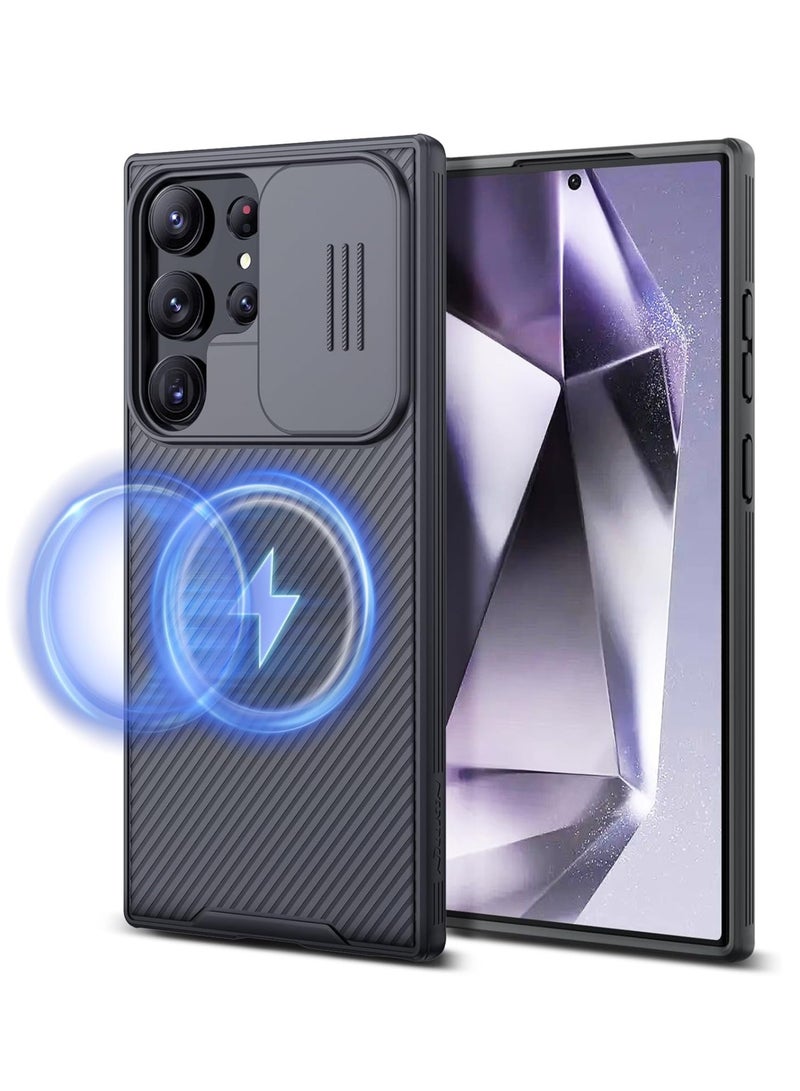 Samsung Galaxy S24 Ultra Case with Camera Cover, [Compatible with MagSafe][Military Grade Protection]Slim Protective Hard Back & Soft Edge Phone Case for Galaxy S24 Ultra Case 6.8'' Black  - Image 1