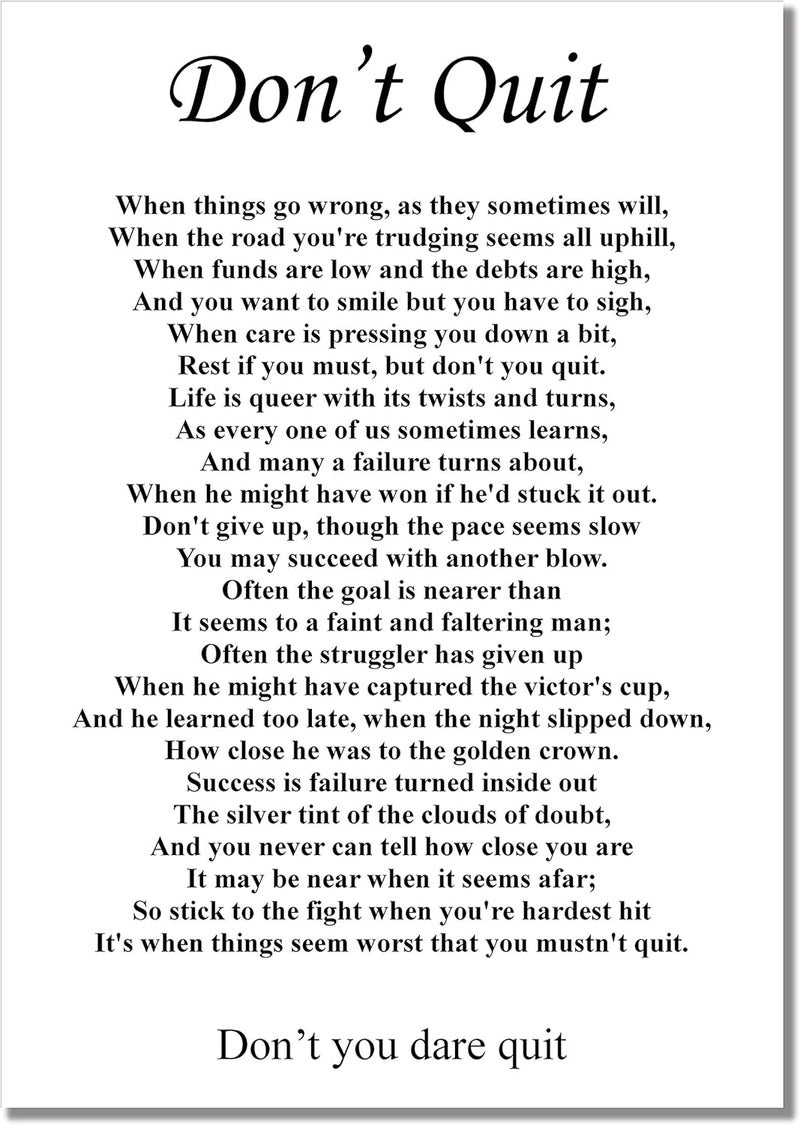 BBPosters Don't Quit A3 Unframed Motivation Quote Poster - Image 1