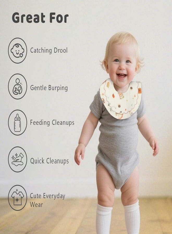 ICKEYOU Muslin Baby Bandana Bibs Soft Triangle Cotton Drool Adjustable Teething and Feeding for Newborns and Infants 0 to 36 Months (5pcs warm yellow) - Image 3