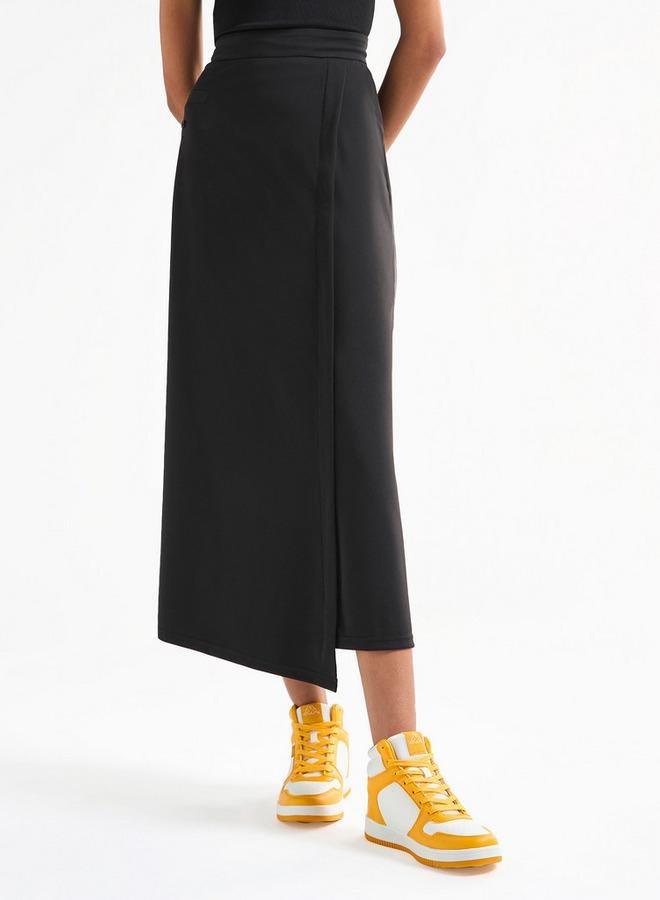 سبلاش فيڤ تنورة ملفوفة سادة بخصر مطّاطي وجيوب - Image 1