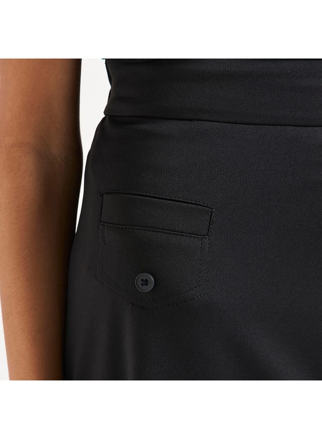 Splash FAV Solid Wrap Skirt with Elasticated Waistband and Pockets  - Image 4