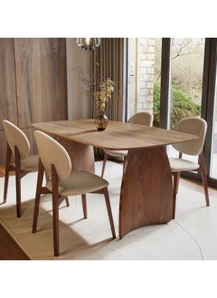 Malazhouse Dining Table Set with 4 Curved Chairs – MZDRS008  - Image 1