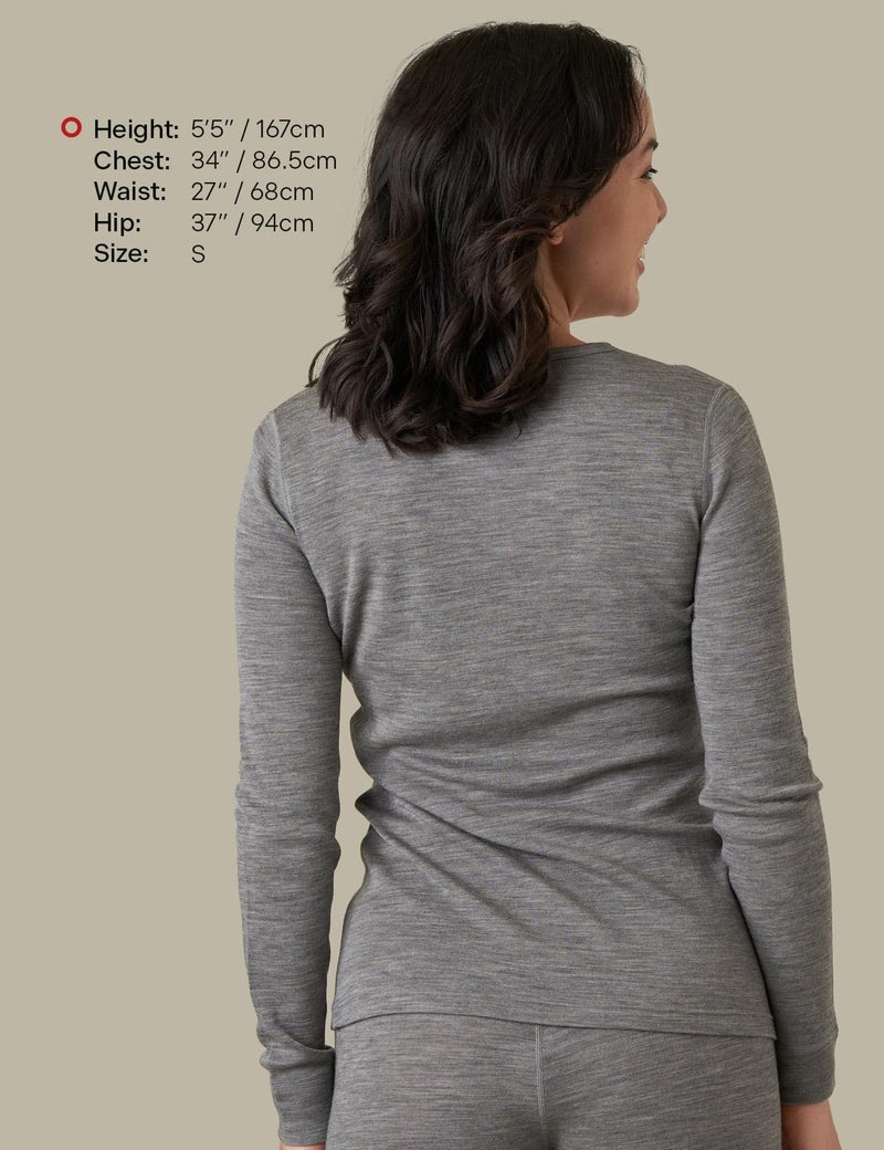 LAPASA Womens 100% Merino Wool Base Layer Midweight Activewear Thermal Underwear Long John Shirt Long Sleeve Cold Weather L48 Medium Heather Gray 1 Top - Image 3