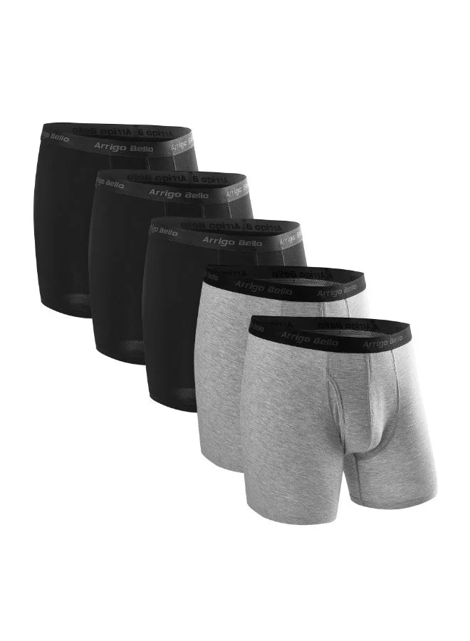 Men's 5-Pack Stretch Cotton Bamboo Boxer Briefs Soft Breathable Multipack Underwear for Daily Life