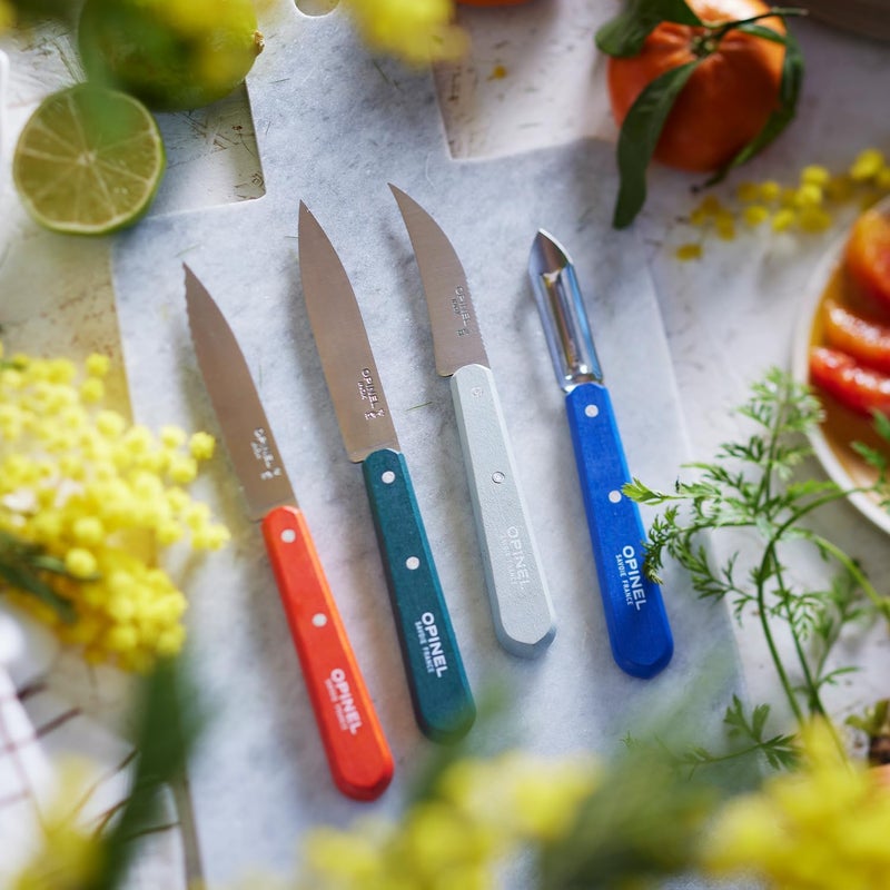 OPINEL Les Essentials  Small Kitchen 4 Piece Set  Paring Serrated Vegetable Knife Peeler  Corrosion Resistant High Carbon Steel  Made in France Primo - Image 3