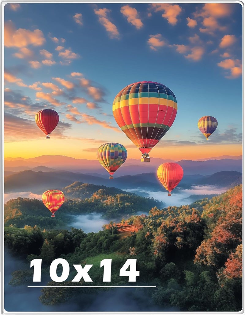 Wbtran إطار صور أكريليك 10 × 14، إطار صور شفاف أفقي/عمودي للحائط بشريط لاصق، إطار صور معلق عائم بدون حفر بدون إطار، حامل لافتات مثبت على الحائط للمنزل والمدرسة والمكتب - Image 1