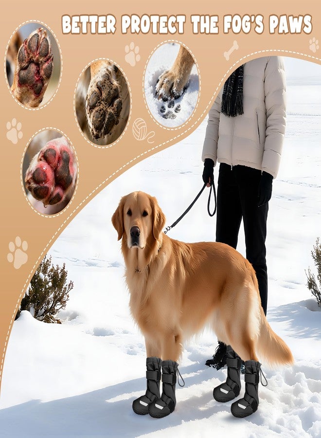 DEWVIE Dog Shoes, Waterproof Dog Boots & Paw Protectors, Breathable Dog Booties with Anti Slip Sole for Winter Snowy Day, Rainy Weather Indoor and Outdoor (Size 6, Black) - Image 4