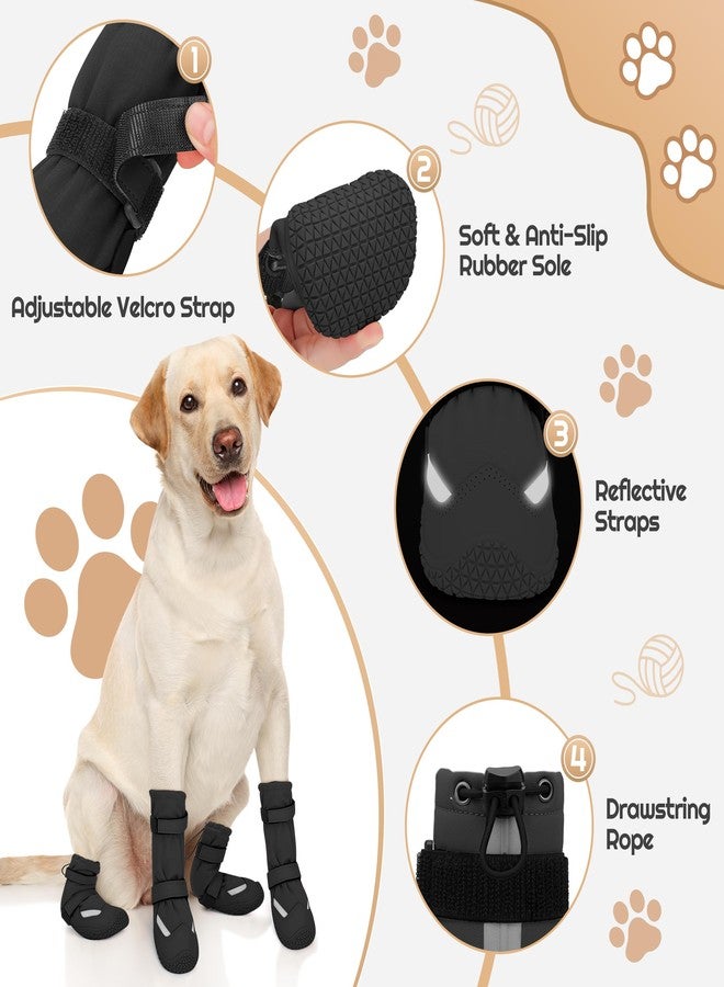 DEWVIE Dog Shoes, Waterproof Dog Boots & Paw Protectors, Breathable Dog Booties with Anti Slip Sole for Winter Snowy Day, Rainy Weather Indoor and Outdoor (Size 6, Black) - Image 3