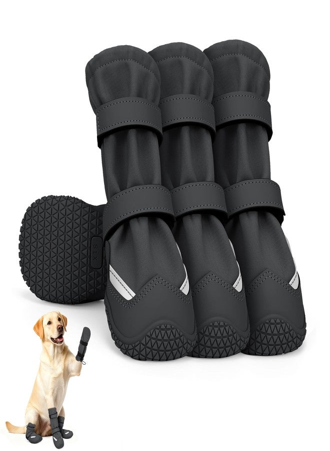 DEWVIE Dog Shoes, Waterproof Dog Boots & Paw Protectors, Breathable Dog Booties with Anti Slip Sole for Winter Snowy Day, Rainy Weather Indoor and Outdoor (Size 6, Black) - Image 1