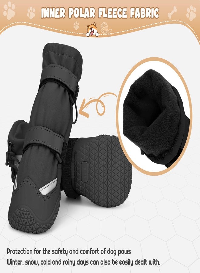 DEWVIE Dog Shoes, Waterproof Dog Boots & Paw Protectors, Breathable Dog Booties with Anti Slip Sole for Winter Snowy Day, Rainy Weather Indoor and Outdoor (Size 6, Black) - Image 5