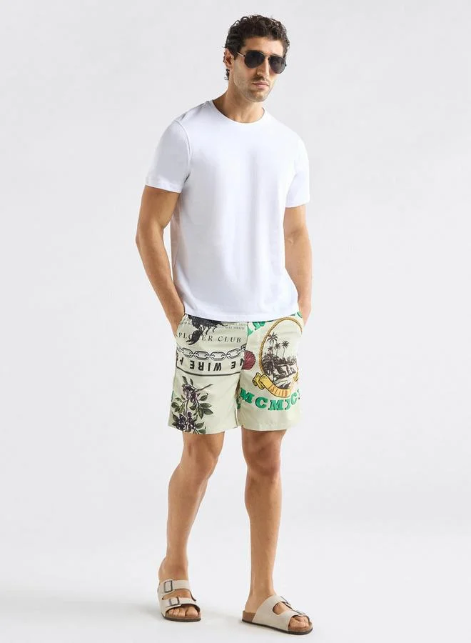 سبلاش فيڤ شورت برباط إغلاق وجيوب وطبعات نخيل