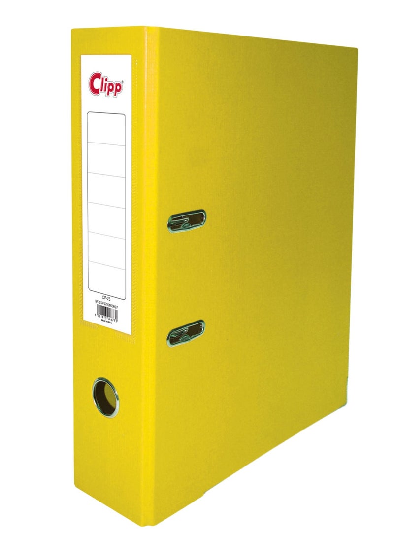 CLIPP 1-Piece Lever Arch Box File 75mm Spine Yellow - Image 1