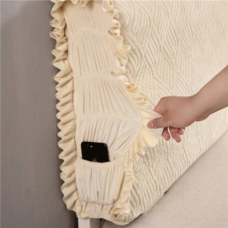 Crystal Velvet Bed Head Double Single Queen King Size All Inclusive Bed Headboard Slip Thicken Cotton Bed Backrest Protector Dustproof for Bedroom Decoration Blue-190cm (Yellow 180cm) - Image 4