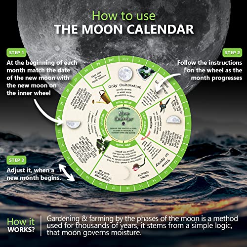 CraftSaints Gardening Moon Calendar, Perpetual Lunar Cycle Calendar for Gardeners, Farmers Almanac, Determine Optimal Times for Gardening Activities. Biodynamic Calendar, Companion Planting Chart, Garden Planner - Image 2