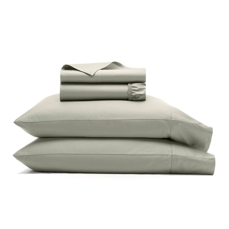 BOLL & BRANCH مجموعة الألواح ذات التوقيع Boll & Branch - Sageleaf Queen - الفخامة 100 ٪ من القطن العضوي - تشمل 1 مسطحات مسطحة 2 من وسادة - ناعم الزبد - Image 1