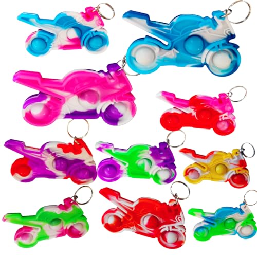 Roaqua 30 Packs Bulk Mini Pop Fidget Sensory Push Party FavorsSport Motorcycle Shapes Classroom Prize Gifts - Image 1