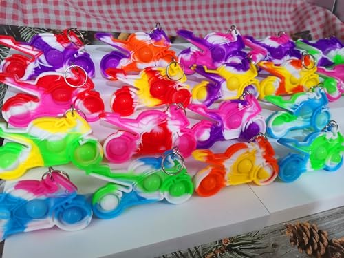 Roaqua 30 Packs Bulk Mini Pop Fidget Sensory Push Party FavorsSport Motorcycle Shapes Classroom Prize Gifts - Image 5