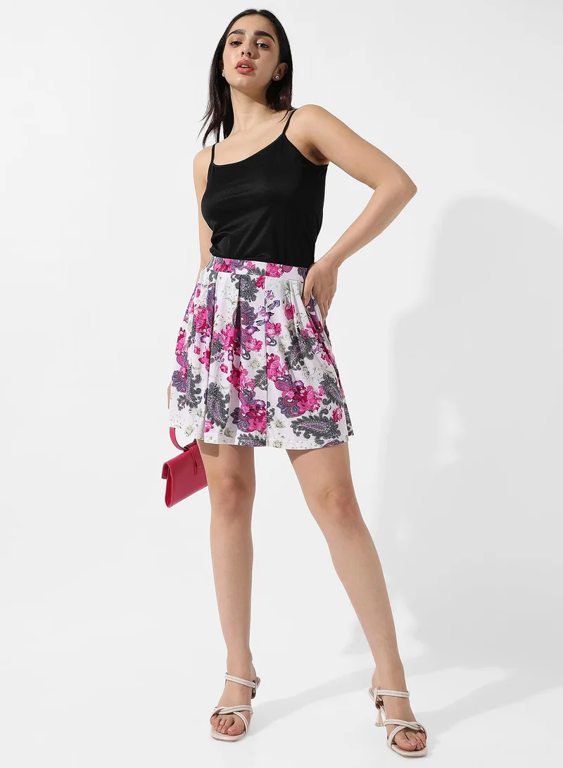 Campus Sutra Women's Paisley Print Mini Skirt