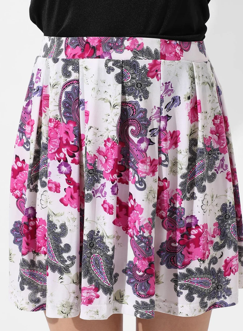 Campus Sutra Women's Paisley Print Mini Skirt