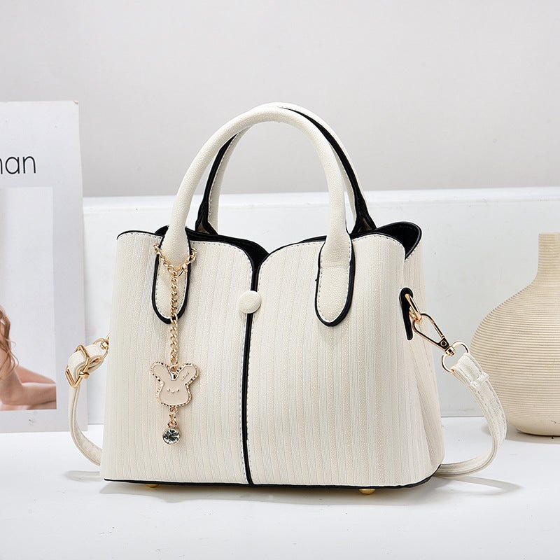 New Stitching Striped All-Match Handbag Fashion Women'S Bag High-Grade Sense Large Capacity Shoulder Crossbody Bag - Image 1