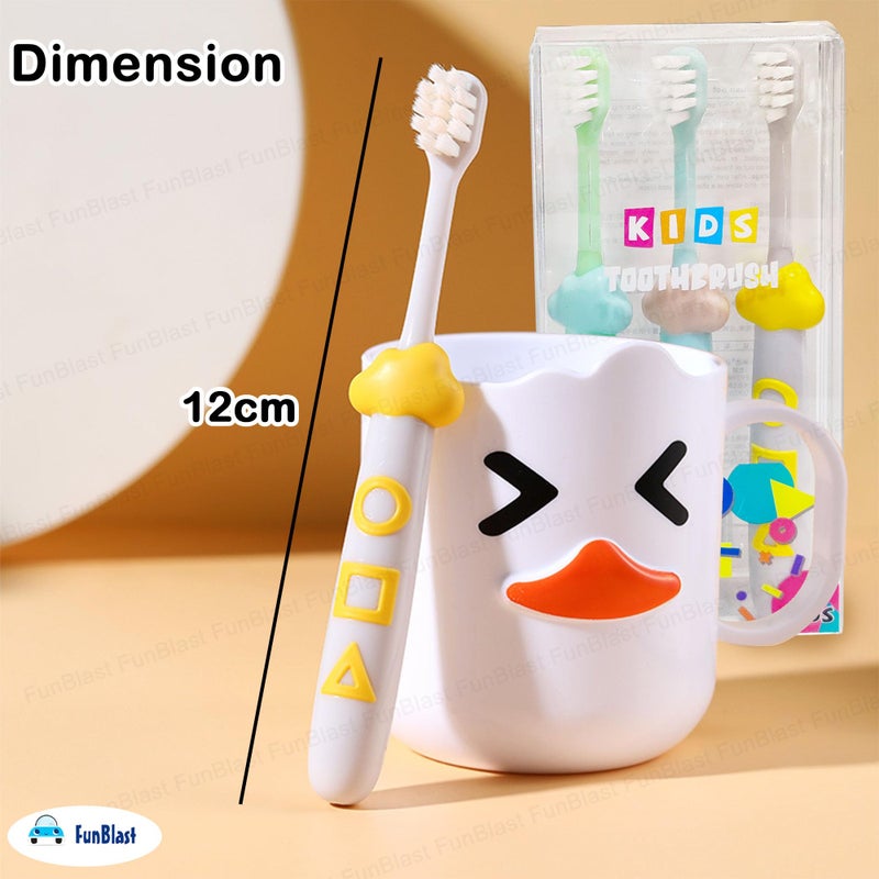 FunBlast Kids Toothbrush Cute Tooth Brush, Pack of 3 Pcs, PBT Soft Bristles Toothbrush For 3-6 Years Old Children, Manual Toothbrush for Kids - Multicolor - Image 2