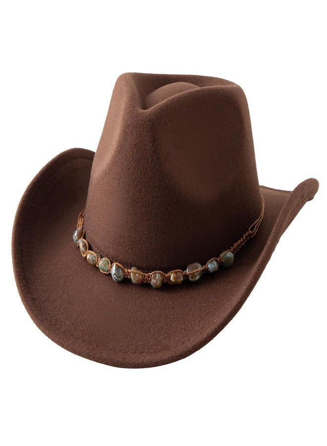 Jastore Western Cowboy Hat for Kids Girl Boy Classic Fedora Hat Felt Cowgirls Hats with Two Decorative Bands, Coffee, 6-12 Years - Image 3