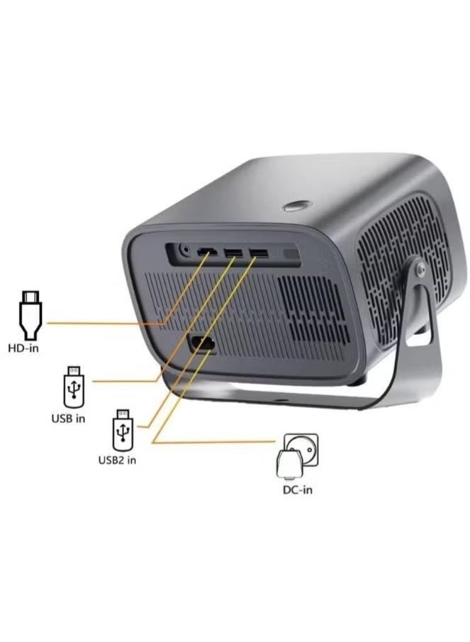 Smartbarry بروجيكتور HT12 الذكي بنظام أندرويد 13 | بروجيكتور ميني محمول بدقة 4K Ultra HD مع تركيز تلقائي وتصحيح كاستان، واي فاي وبلوتوث، مكبر صوت مدمج للسينما المنزلية، الأفلام والألعاب - Image 3