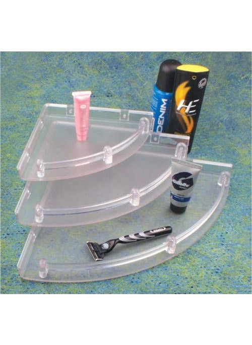 Drizzle DRIZZLE Corner Shelf Frosty Color | Unbreakable Blur Transparent Bathroom Shelves | Multipurpose Use (Size 7 inch, 9 inch, 11 inch) - Set of 1 (3 Pieces) (Frosty)  - Image 3