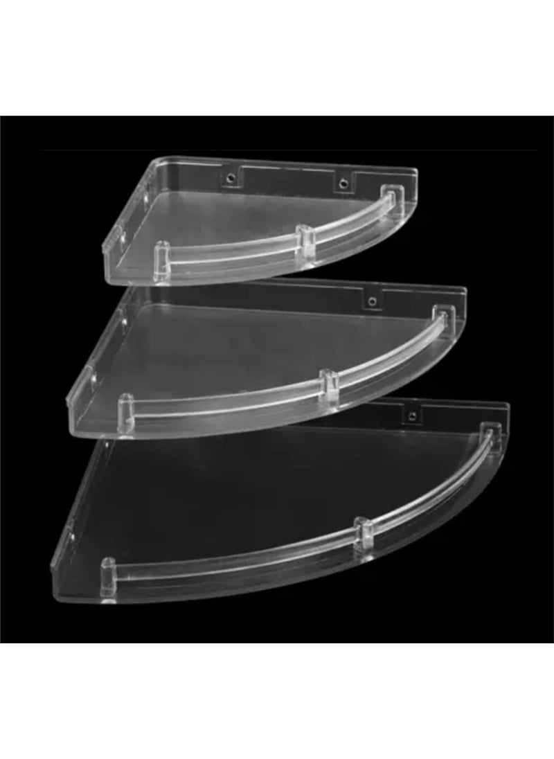 Drizzle DRIZZLE Corner Shelf Frosty Color | Unbreakable Blur Transparent Bathroom Shelves | Multipurpose Use (Size 7 inch, 9 inch, 11 inch) - Set of 1 (3 Pieces) (Frosty)  - Image 2