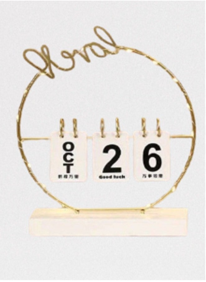 Generic Metal desk calendar and wooden base White for office, home and kitchen decor  - Image 1