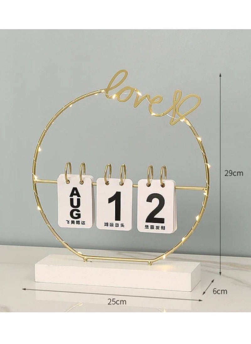 Metal desk calendar and wooden base White for office, home and kitchen decor - pzsku/ZAE5A6E15D0547DE41637Z/45/_/1724068213/cf3a4941-ce06-4545-85c1-c4a84a989a18