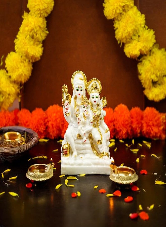 إخاصة سلسلة Ekhasa Aura من الغبار الرخامي Shiv Parivar Murti (5 بوصة) | مطلي بالذهب شيف بارفاتي مورتي لغرفة بوجا، ديكور المنزل ومكتب المكتب | الراتنج شيفا بارفاتي أيدول | تمثال ماهاديف بهوليناث باريوار - Image 4