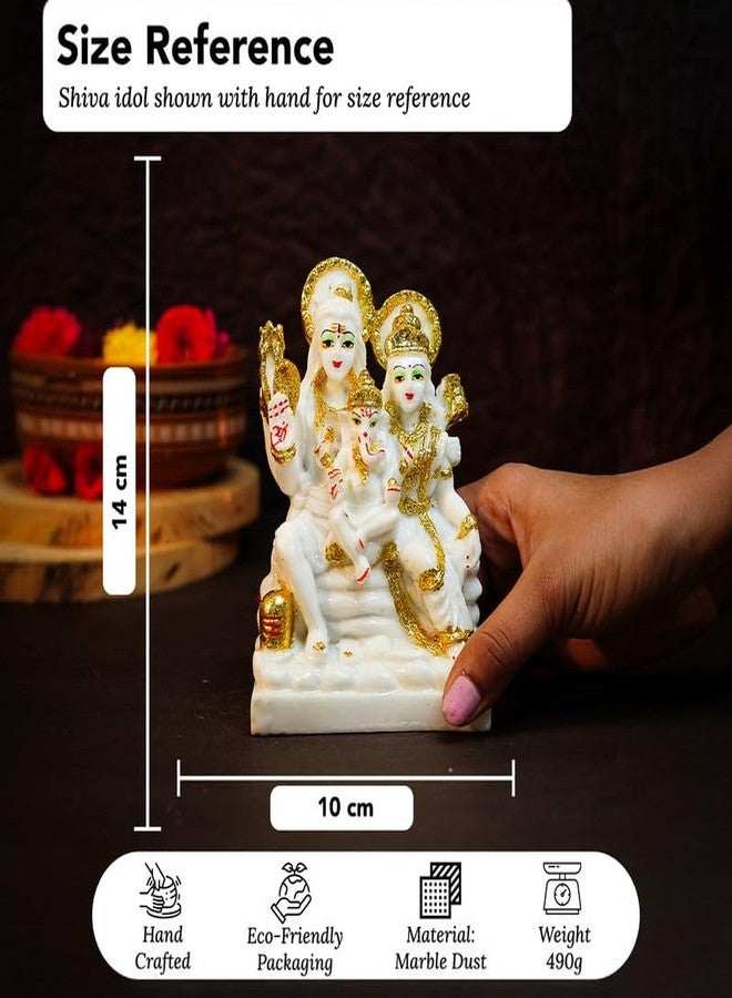 إخاصة سلسلة Ekhasa Aura من الغبار الرخامي Shiv Parivar Murti (5 بوصة) | مطلي بالذهب شيف بارفاتي مورتي لغرفة بوجا، ديكور المنزل ومكتب المكتب | الراتنج شيفا بارفاتي أيدول | تمثال ماهاديف بهوليناث باريوار - Image 3