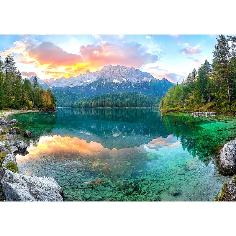 MINIWAN Eibsee Lake Jigsaw Puzzles 1000 Pieces Nature Landscape Puzzles for Adults 1000 Pieces with Letters on Back Hard Impossible Difficult Challenging Family Puzzle Mountain Scenery Lake Puzzles - Image 3