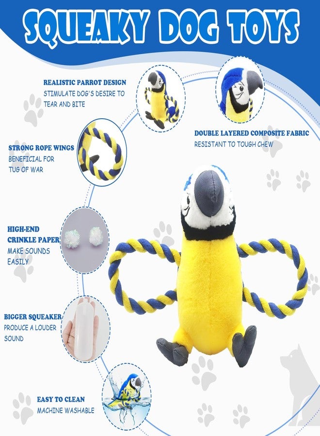 YONLIT Upgraded Dog Squeak Toys Tug of War Squeaky Parrot Dog Toys with Strong Pull Rope, Superior Crinkle Paper and Big Squeaker Interactive Plush Bird Chew Toys for Small, Medium, and Large Dogs - Image 2