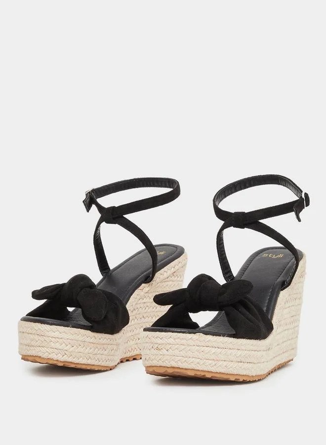 ستايلي Styli Bow Detail Espadrille Wedge Sandals