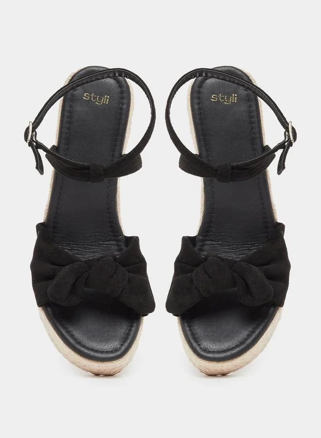 Styli Styli Bow Detail Espadrille Wedge Sandals