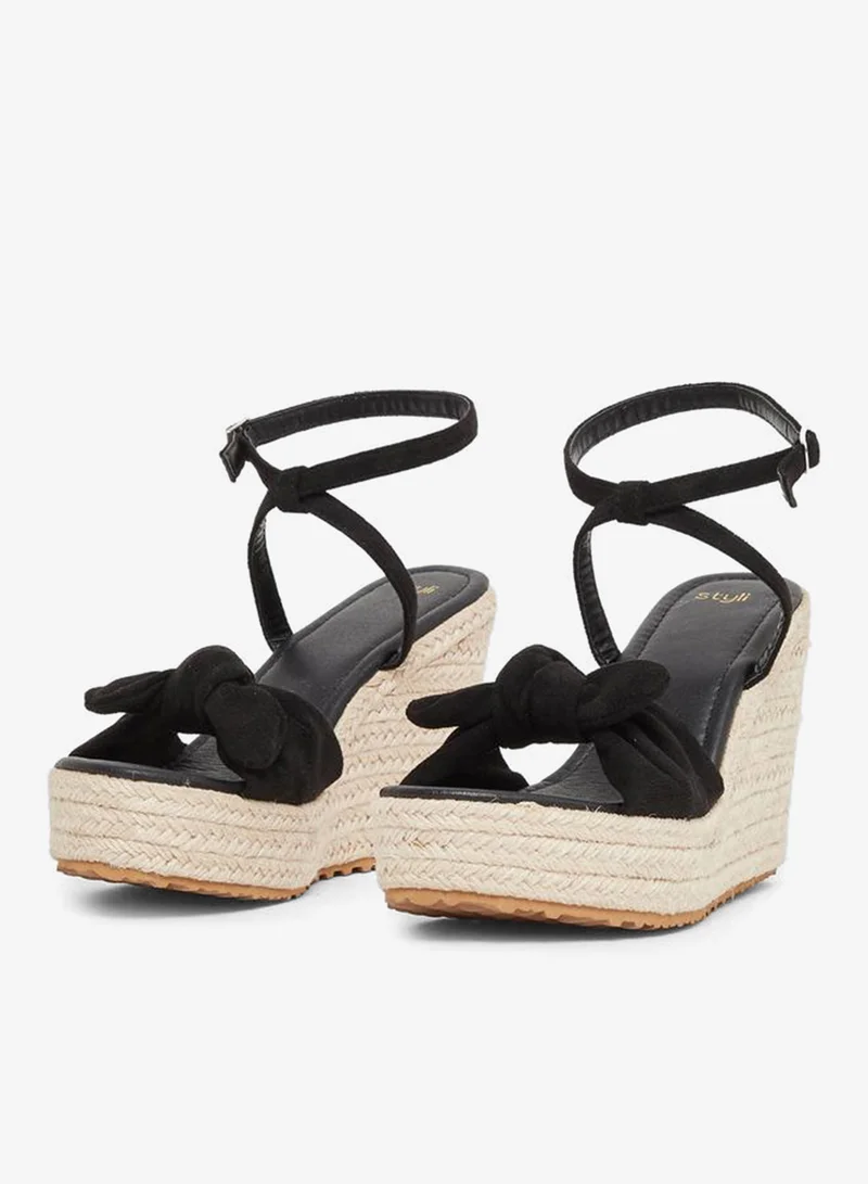 Styli Styli Bow Detail Espadrille Wedge Sandals